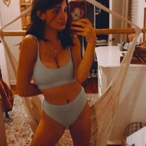 Blue bikini for women on the shorter side